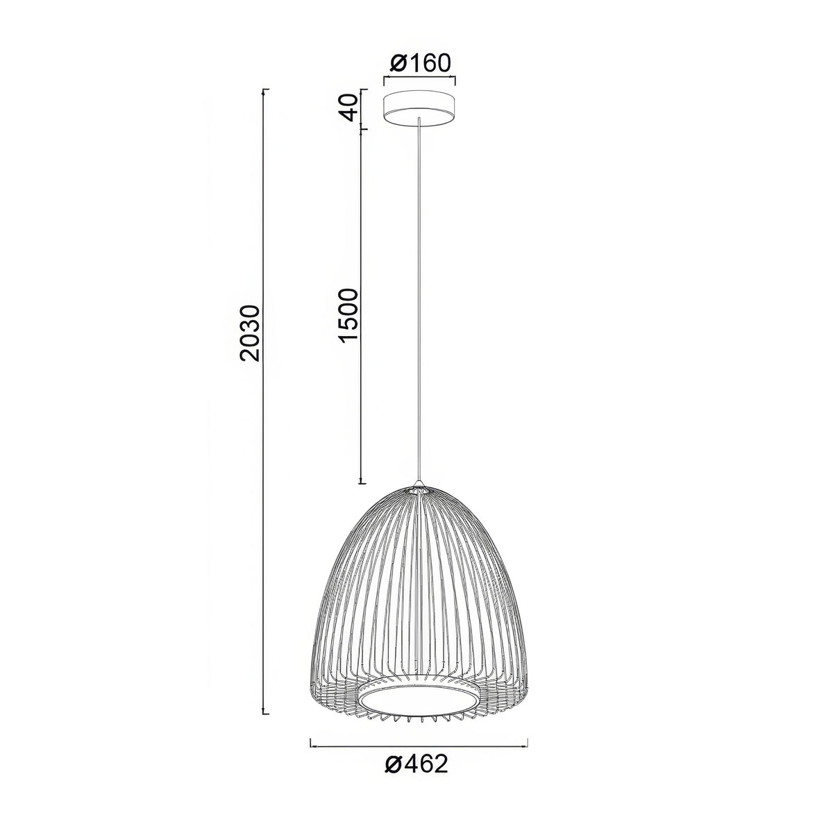 Suspension LED Smart noire, Ø 46,2 cm