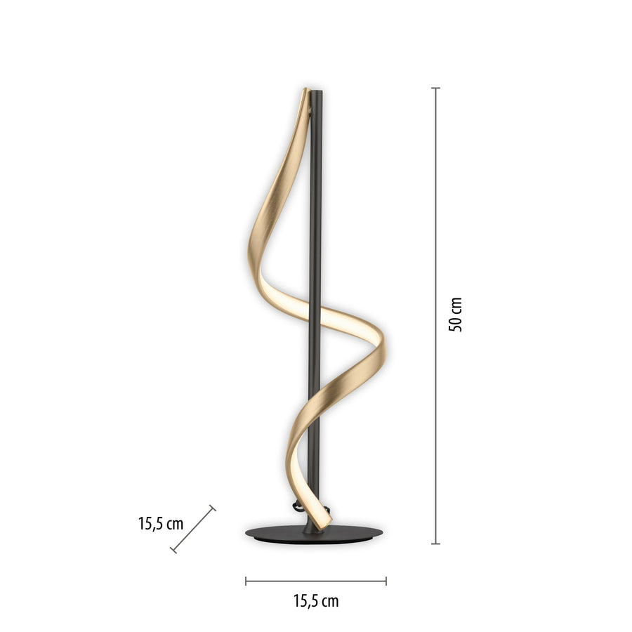 Lampe à poser Q-Swing anthracite et dorée
