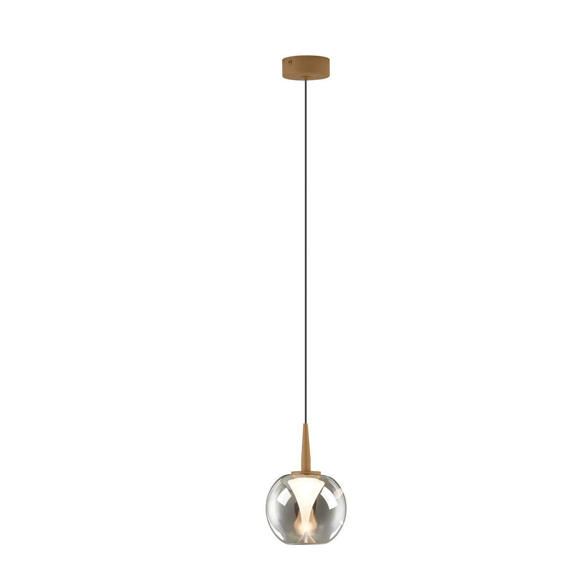 Suspension LED Andromeda dorée, verre chromé