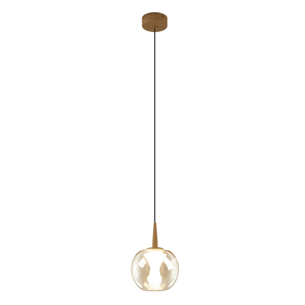Suspension LED Andromeda dorée, verre bronze