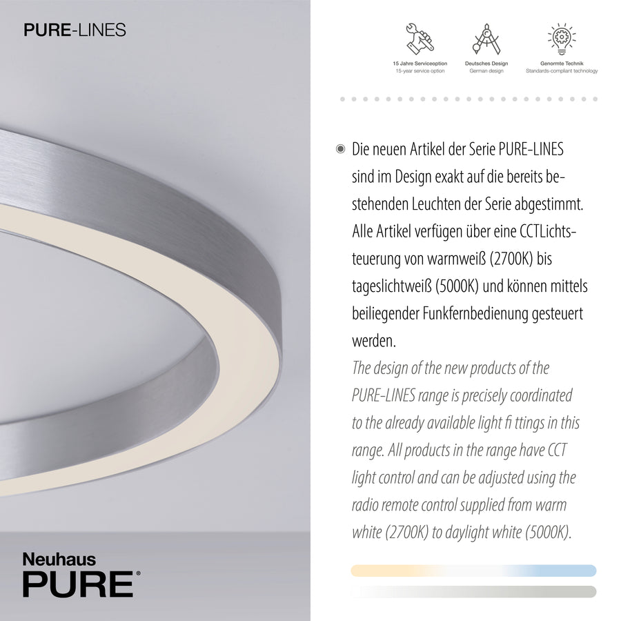 Détail de la finition aluminium brossé et du bandeau LED diffusant.