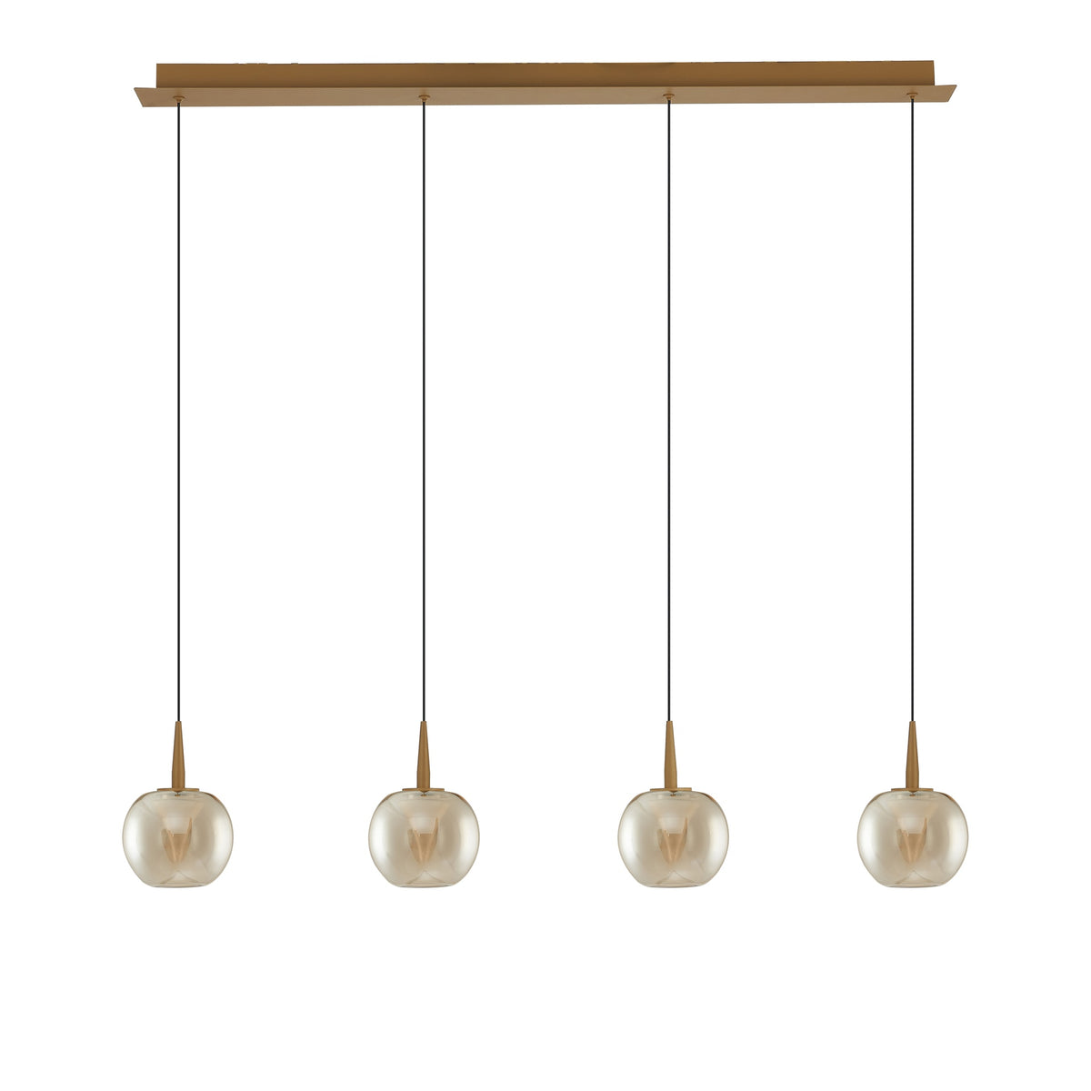 Suspension LED Andromeda 14 lumières dorée, verre