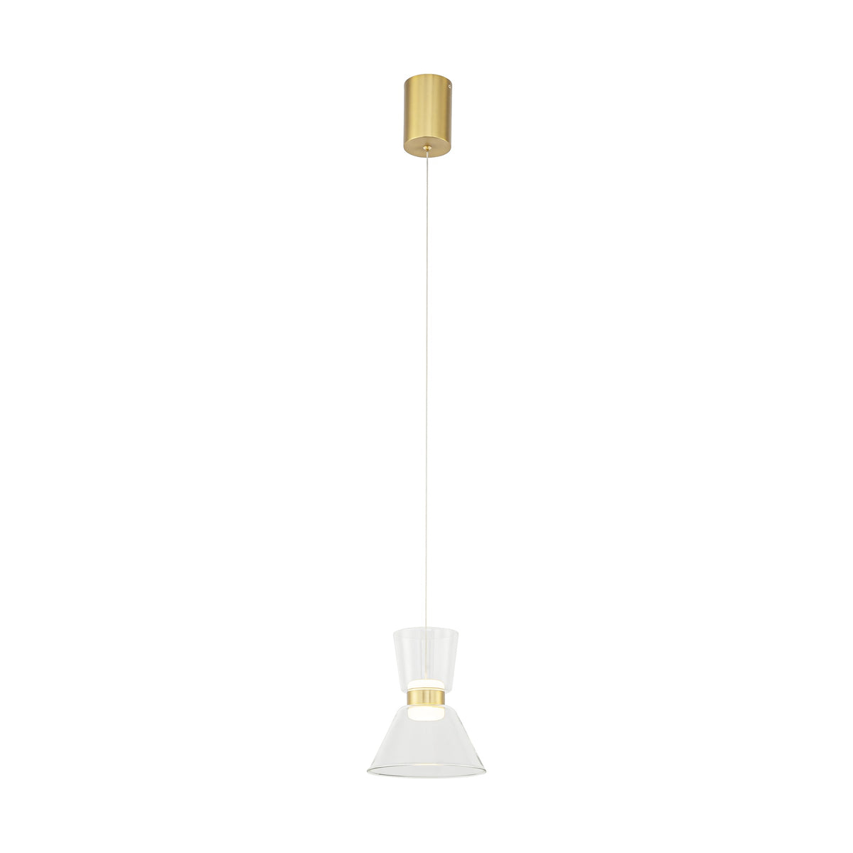 Suspension LED New York dorée, verre, Ø 18 cm