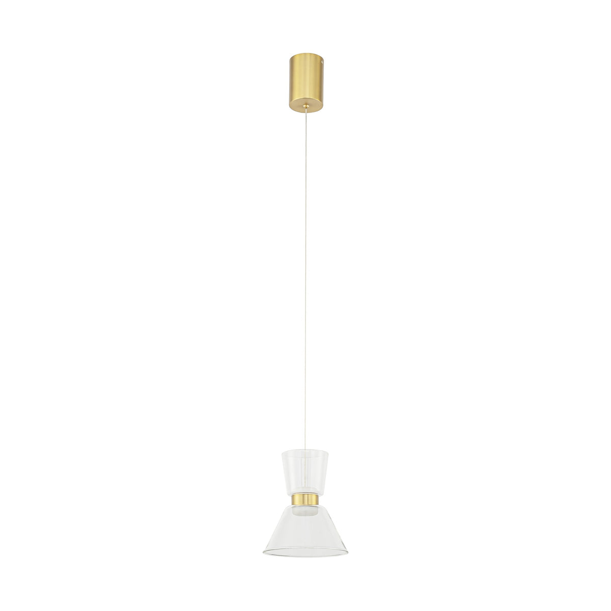 Suspension LED New York dorée, verre, Ø 18 cm