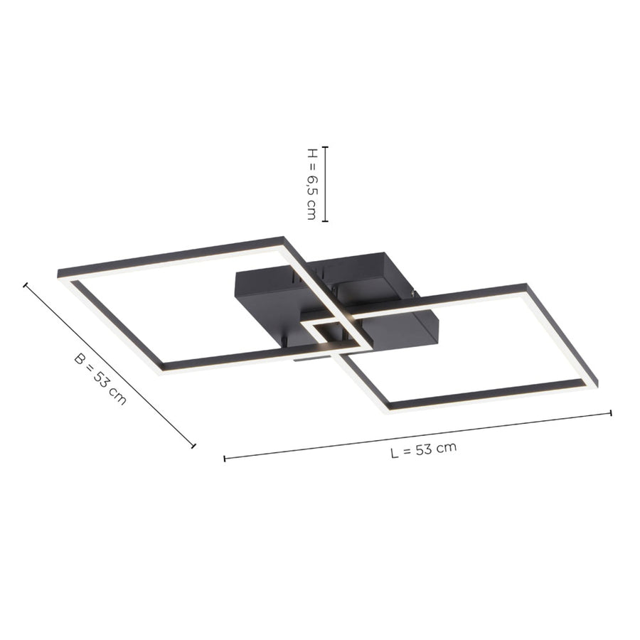 Plafonnier Iven noir, L 53 cm