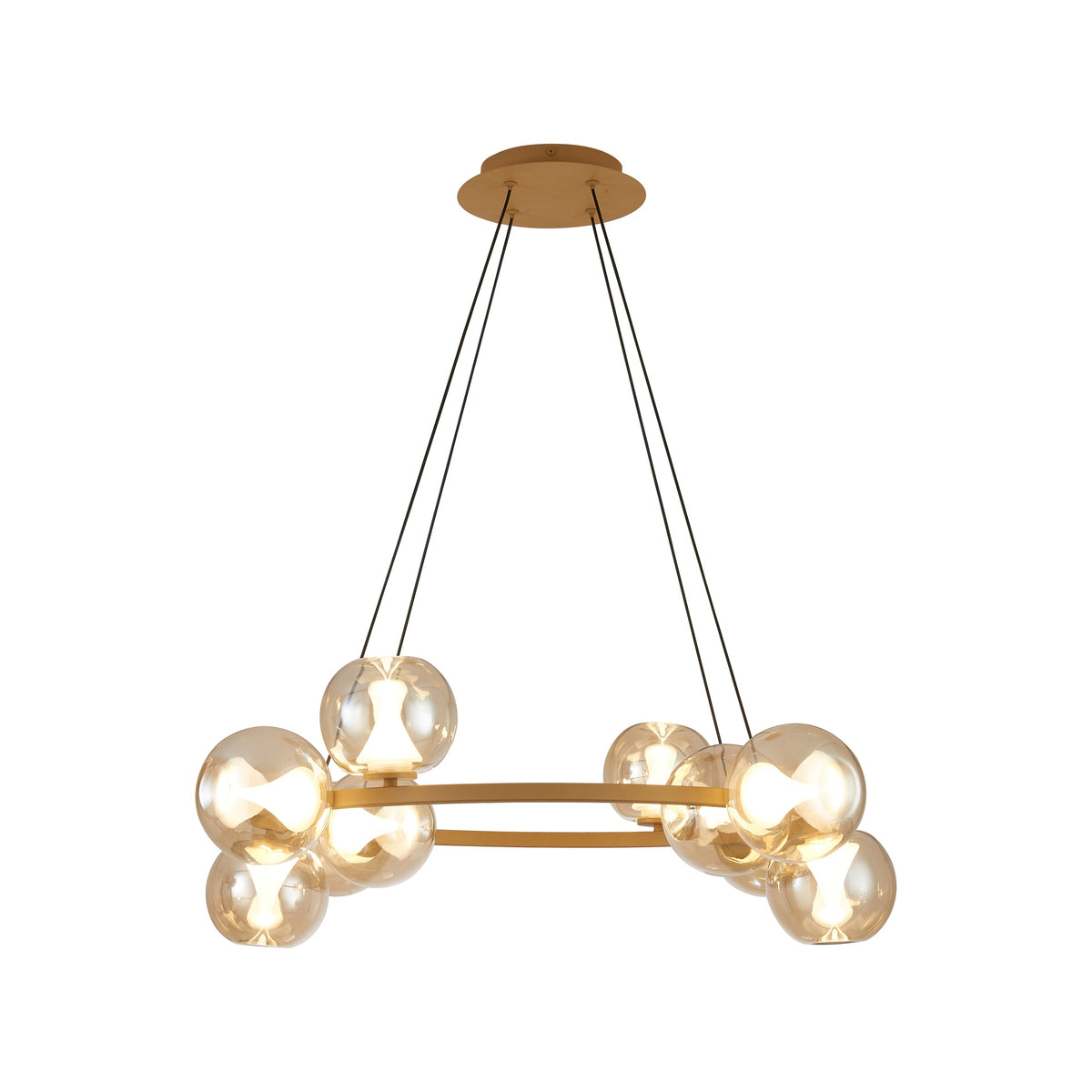 Suspension LED Andromeda 9 lumières dorée
