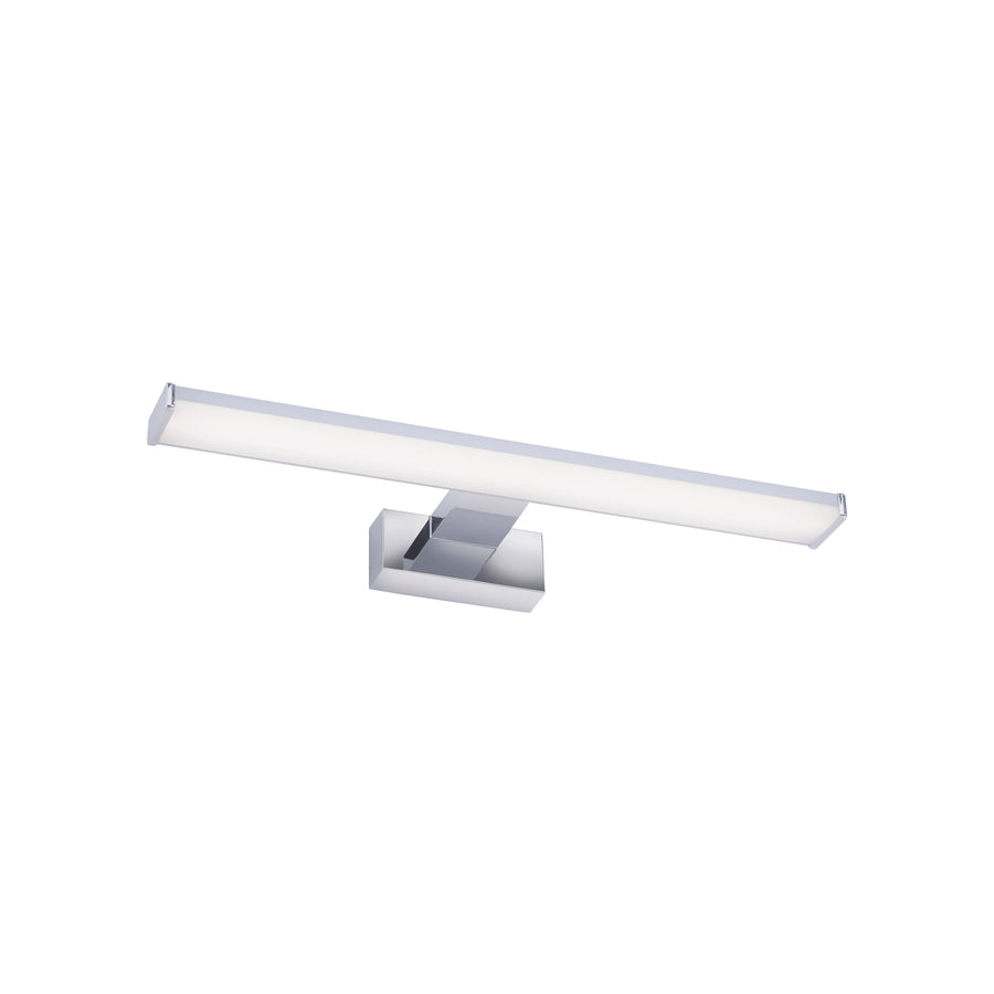 Vue du produit sur fond blanc, barre lumineuse chromée au diffuseur opalin