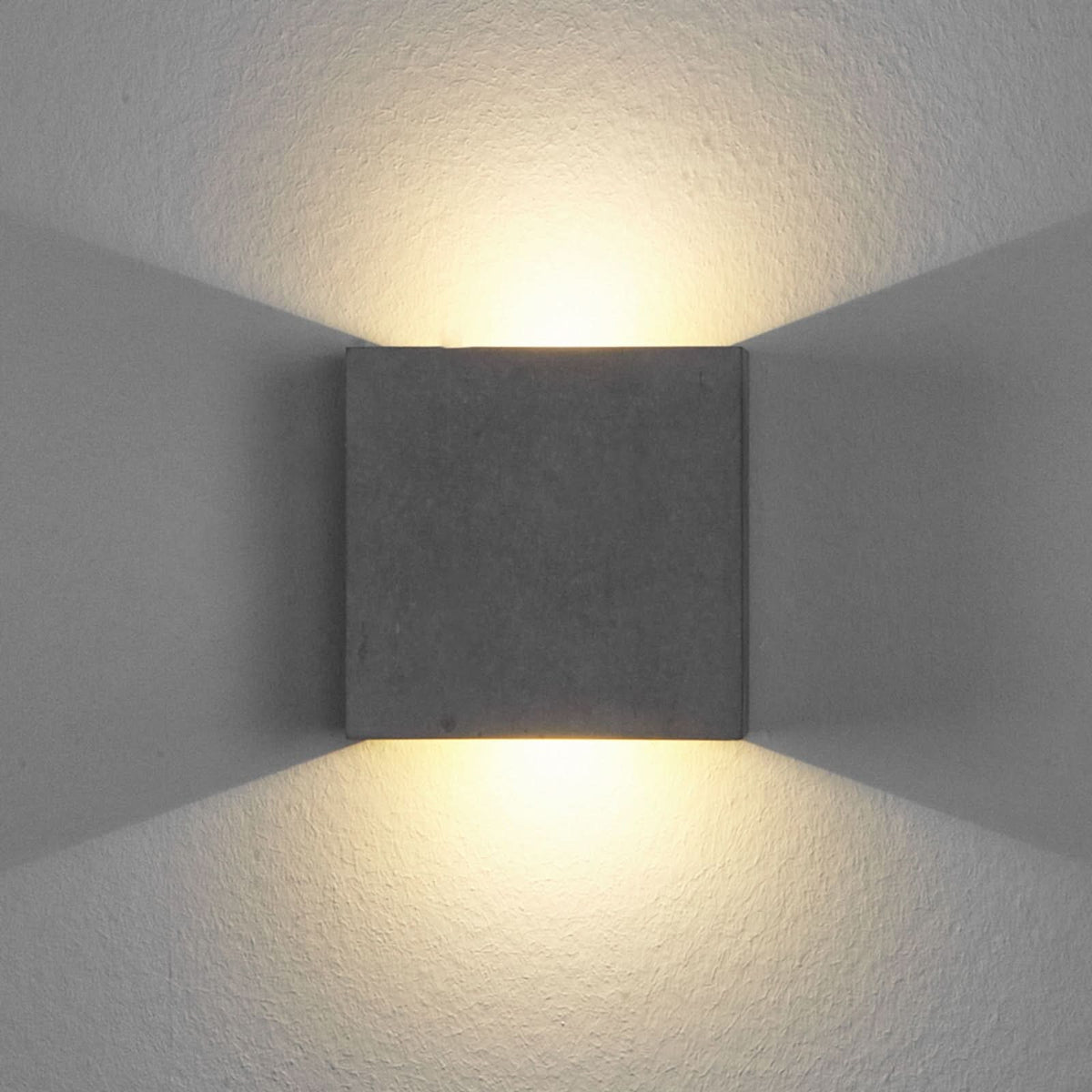 Applique murale LED en béton, gris, 2 lumières, hauteur 12,5 cm