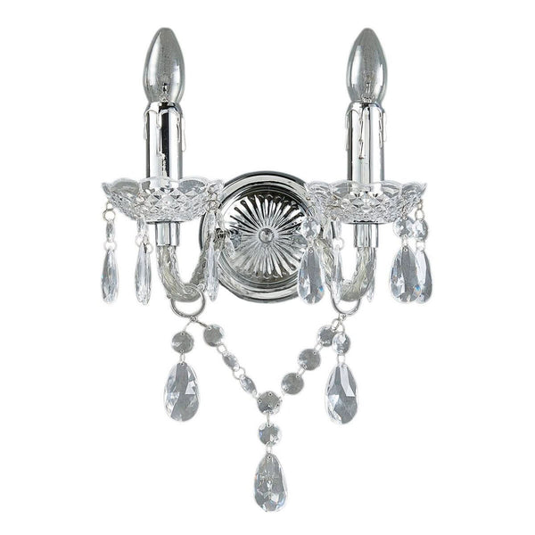 Applique murale Merida en métal, transparent et chromé, 2 lumières, hauteur 35 cm