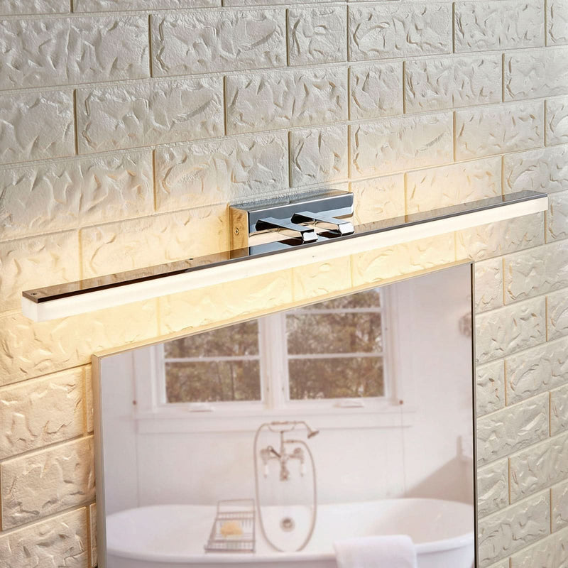 Applique murale LED Julie en métal, blanc satiné et chromé, hauteur 5,7 cm, IP44, 3000 K, 14,5 W