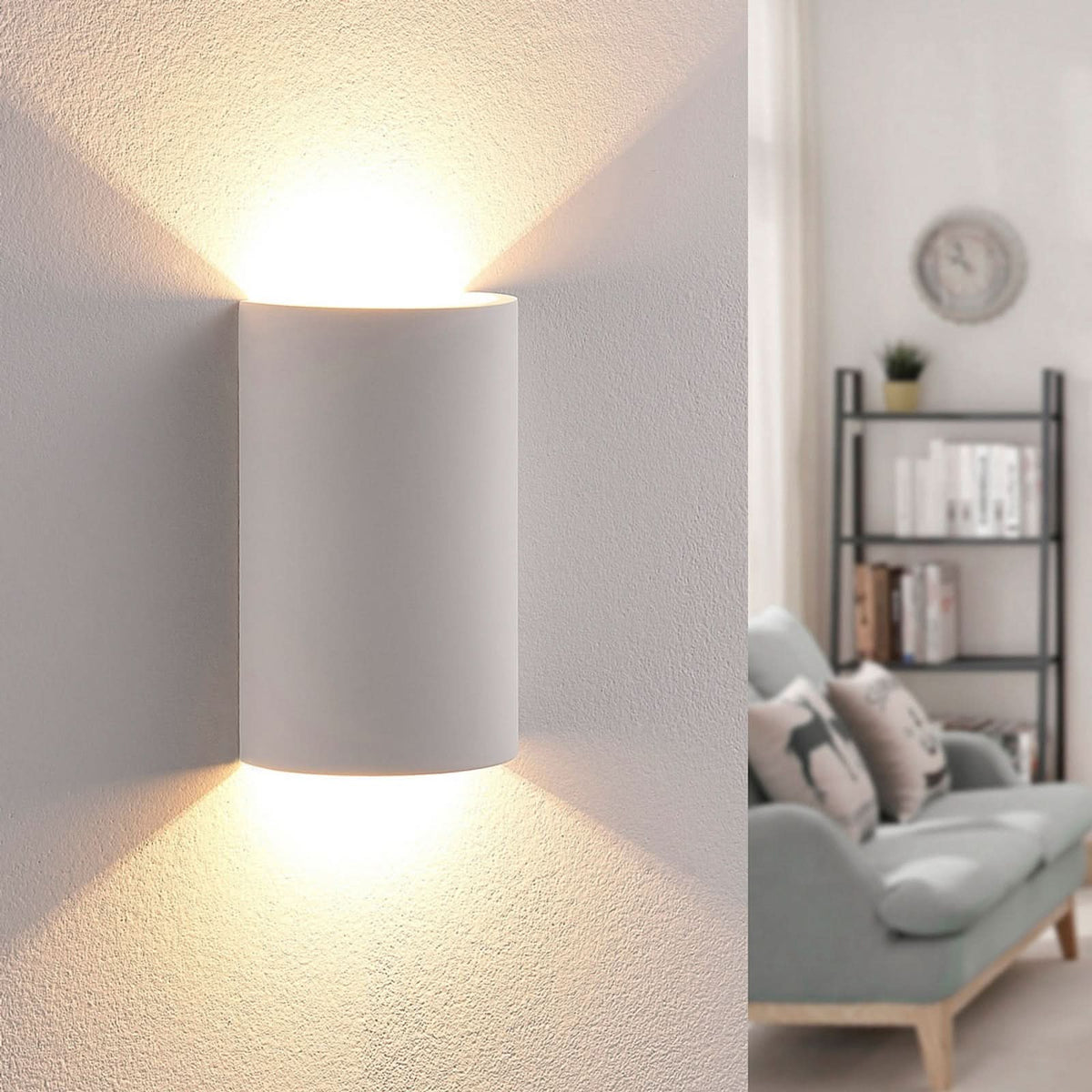 Applique murale LED Jenke en plâtre, blanc, hauteur 16 cm