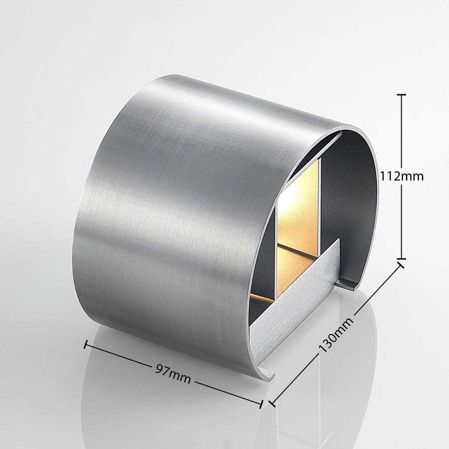 Schéma de dimensions de l'applique avec cotations 97, 112 et 130 mm, vue en coupe.