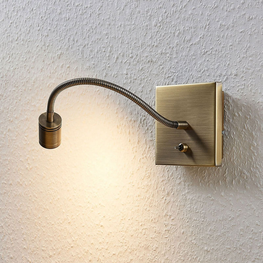 Applique murale LED Mayar en métal, laiton ancien, hauteur 11 cm