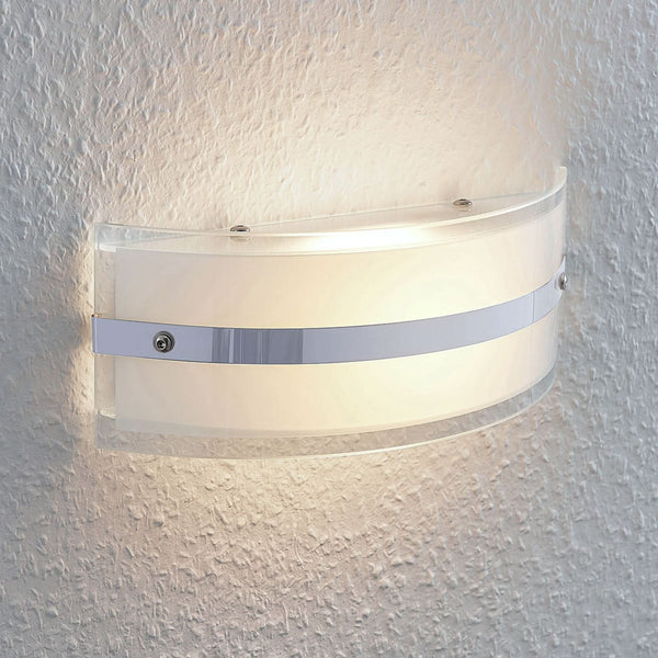 Applique murale LED Zinka en verre, blanc et chromé, hauteur 10 cm