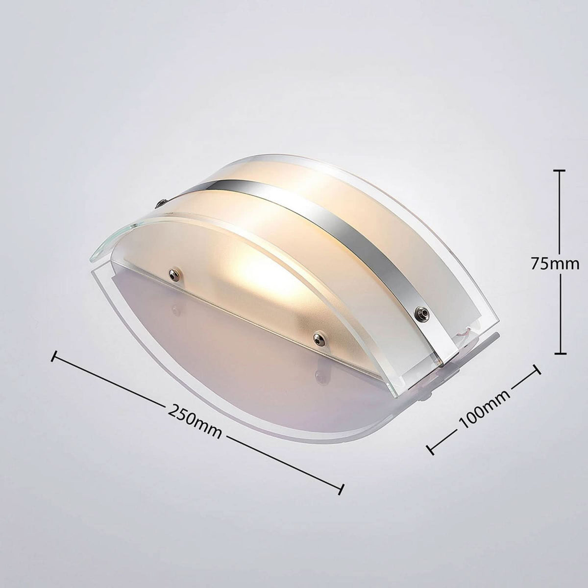 Applique murale LED Zinka en verre, blanc et chromé, hauteur 10 cm