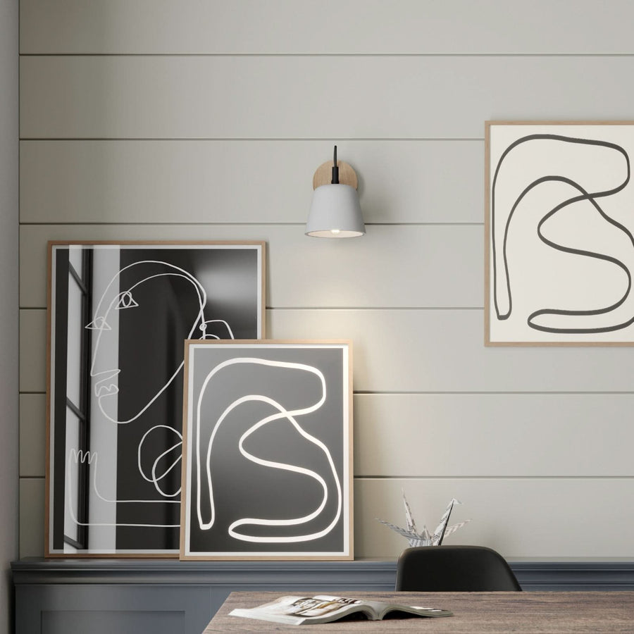 Applique murale Kalinda en bois, gris et chêne, hauteur 20 cm