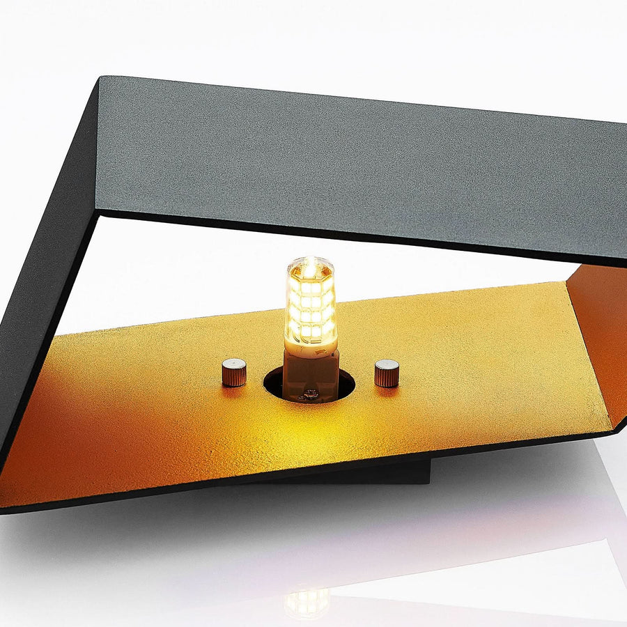 Applique murale Assona en aluminium, noir et doré, hauteur 16,5 cm