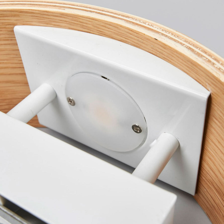 Applique murale LED Rafailia en bois, marron foncé, hauteur 8,5 cm