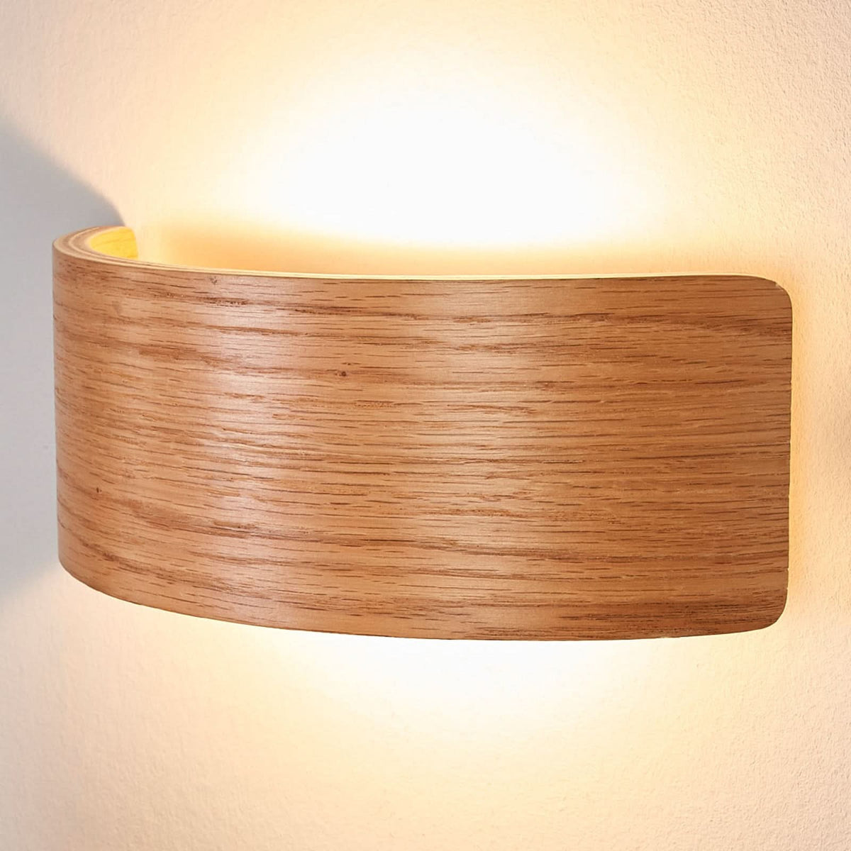 Applique murale LED Rafailia en bois, marron foncé, hauteur 8,5 cm