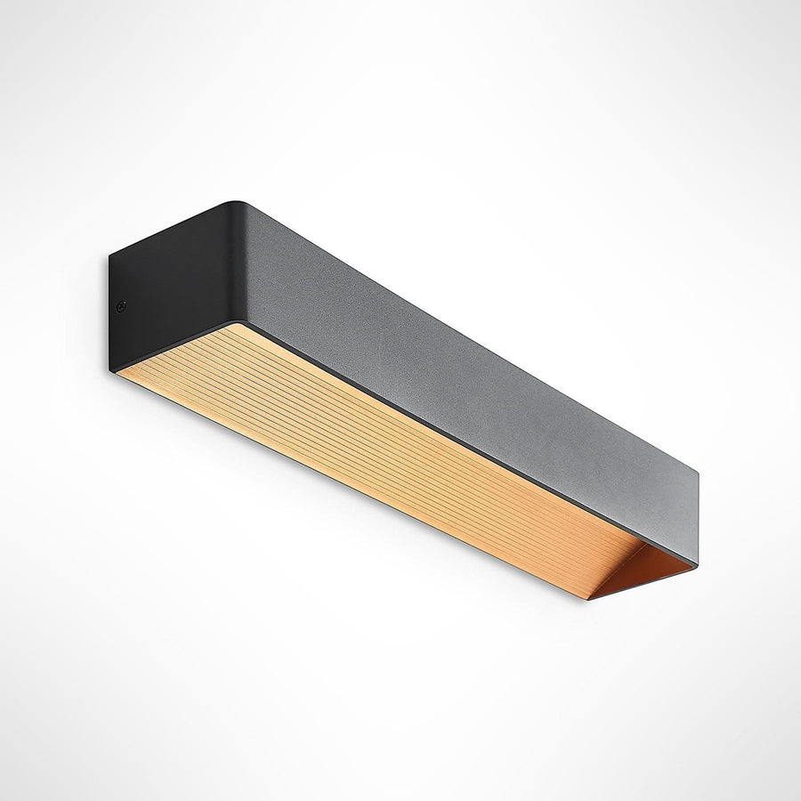 Applique murale LED Karam en aluminium, noir et doré, hauteur 8 cm, 3000 K, 13,7 W