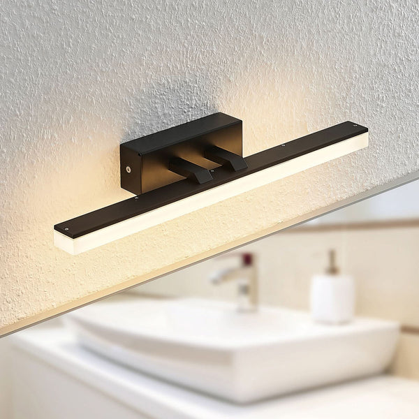 Applique murale LED Lisana en métal, noir et blanc, hauteur 5,5 cm, IP44