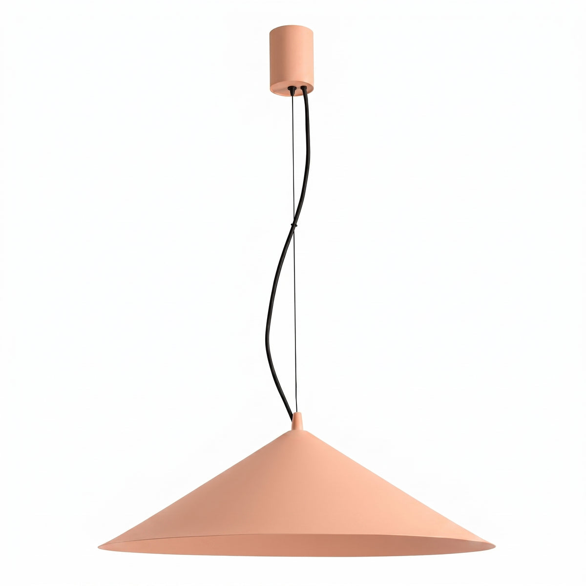 Finition rose poudré de la suspension conique, vue produit sur fond neutre