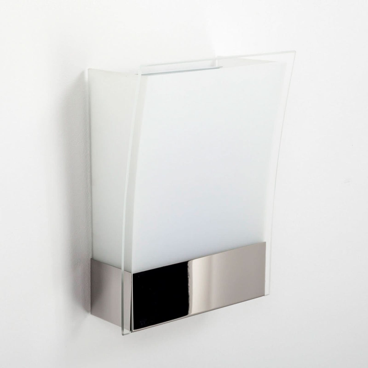 Applique murale Malthe en verre, blanc satiné et chromé, 2 lumières, hauteur 26,5 cm
