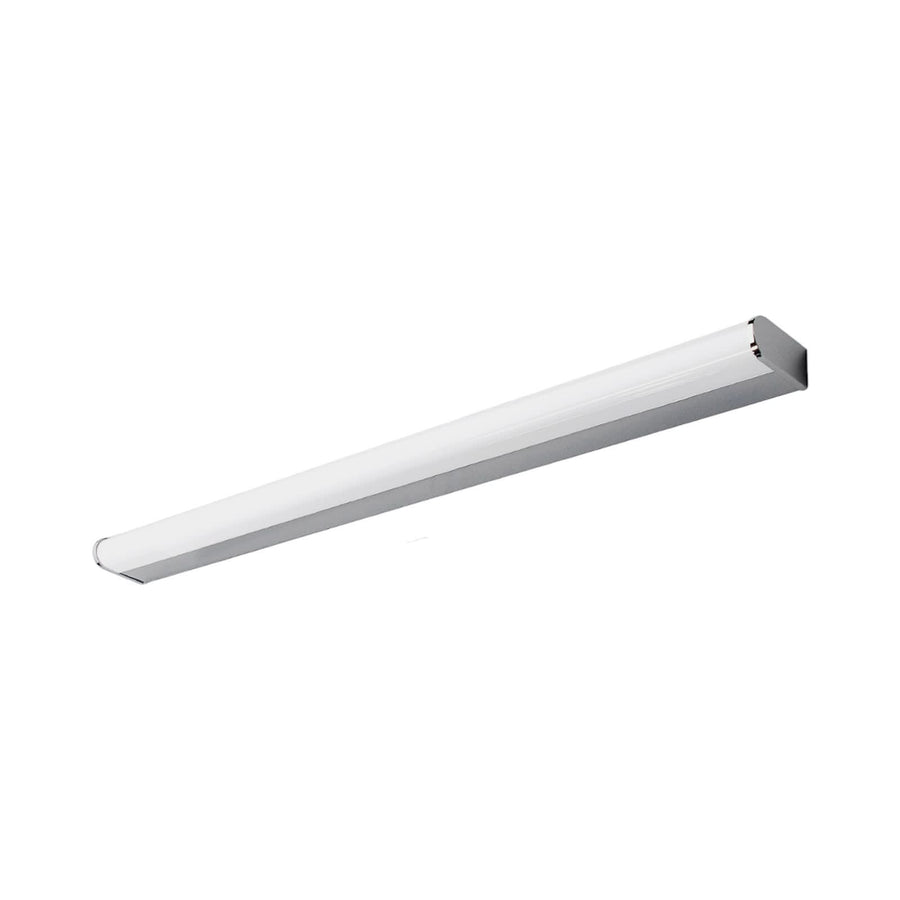 Applique murale LED en métal, chromé et blanc, hauteur 4 cm, IP44, 3000 K, 11 W, largeur 88 cm