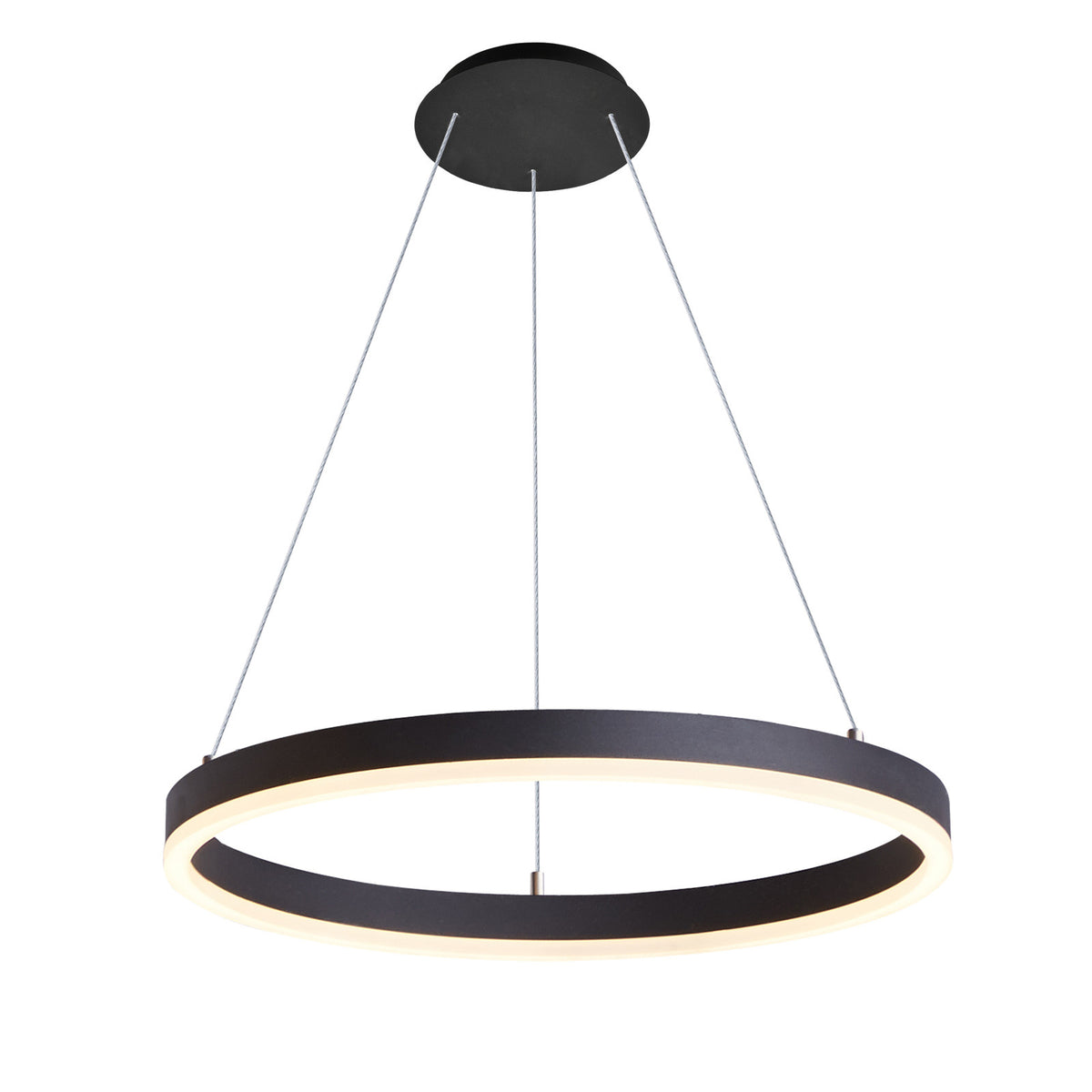 Produit isolé sur fond blanc, anneau noir et diffuseur LED blanc