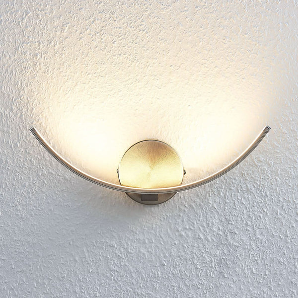 Applique murale LED Iven en métal, nickel satiné et blanc satiné, hauteur 12,5 cm