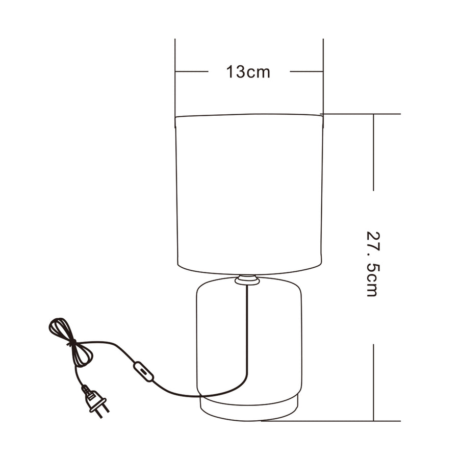 Schéma de dimensions avec largeur 13 cm et hauteur totale 27,5 cm