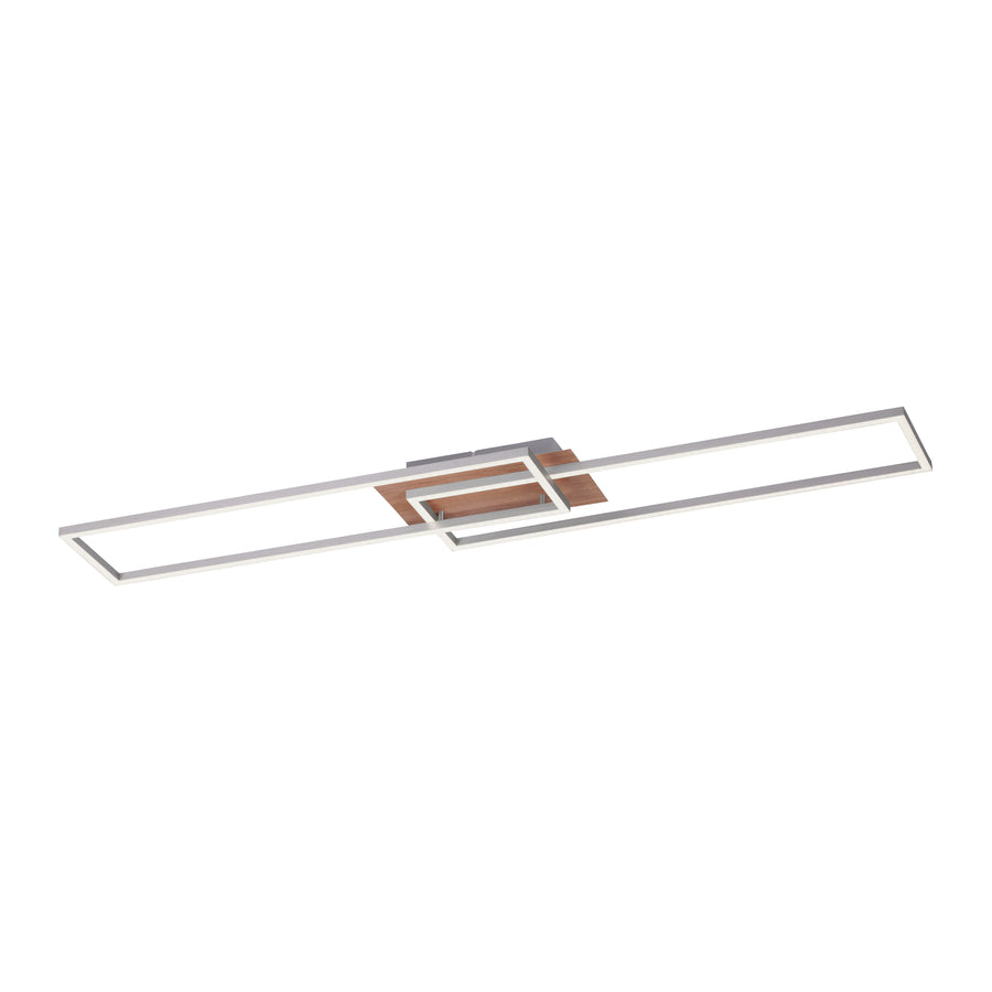 Plafonnier Iven aluminium et bois, L 25 cm