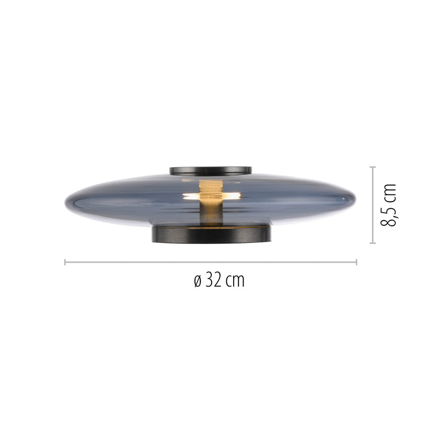 Lampe à poser Pure Vitrum grise, verre