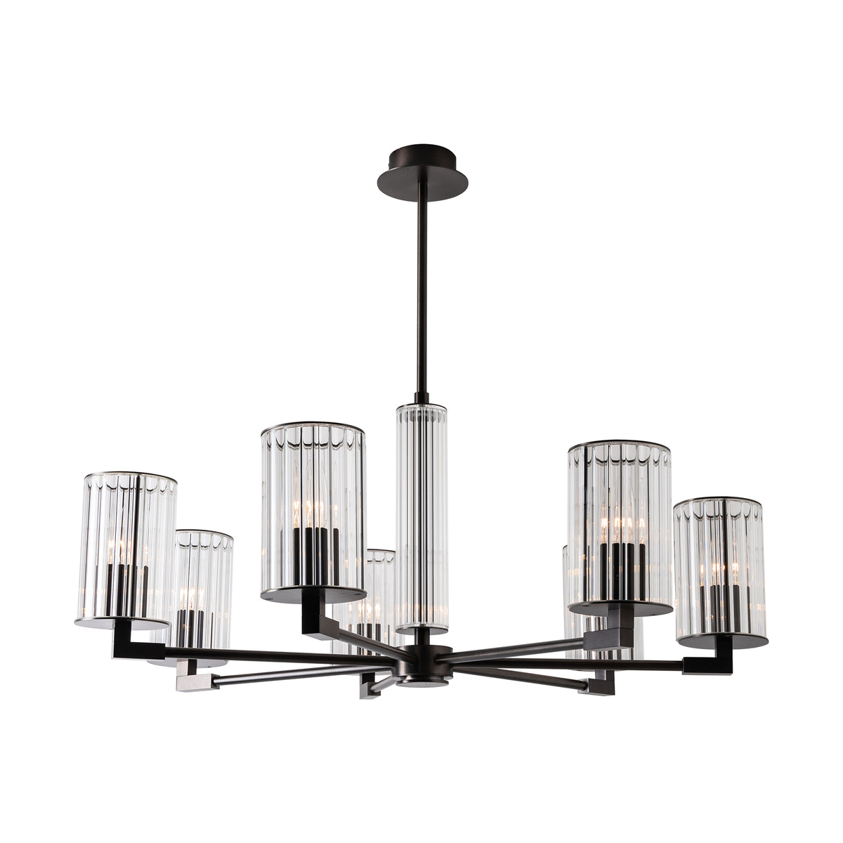 Suspension Aria 7 lumières titane brossé, verre