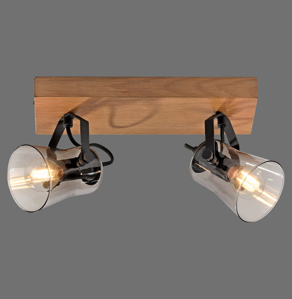 Plafonnier Green Langström 2 lumières noir et bois