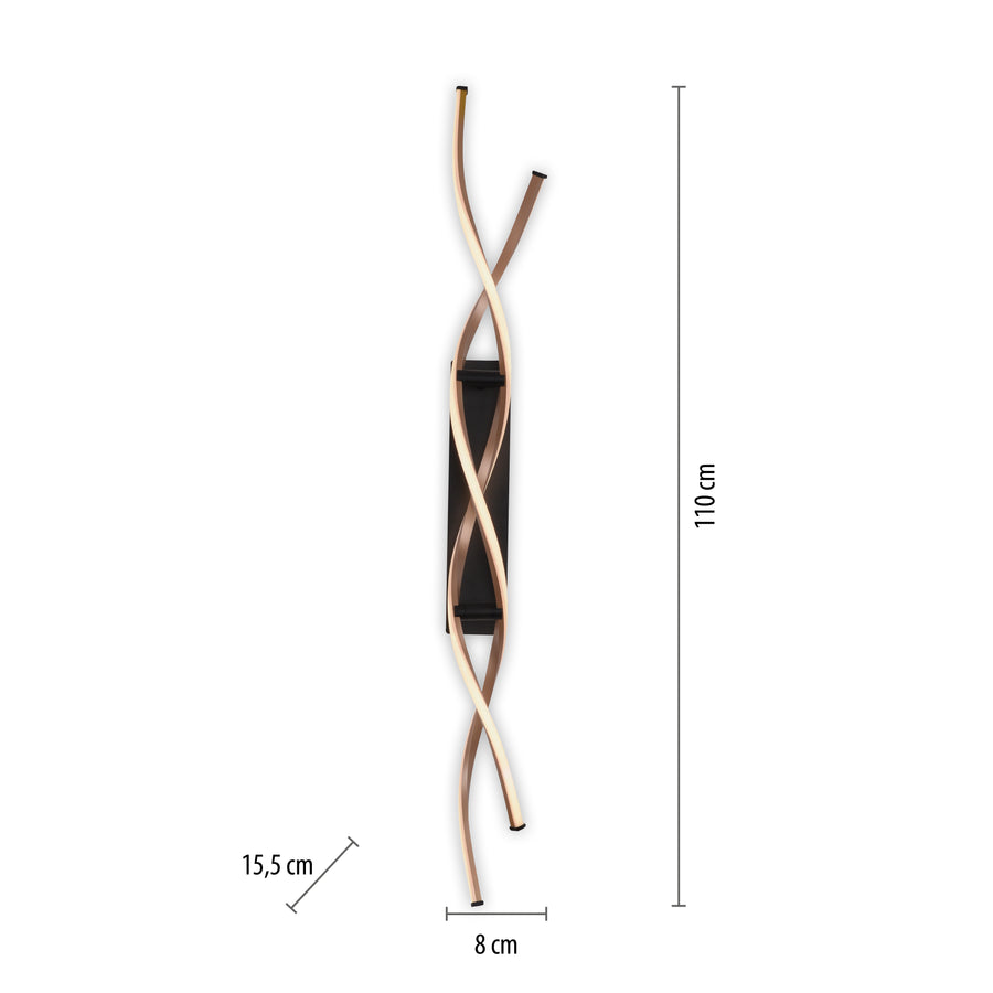 Plafonnier Polina noir et doré, L 12 cm