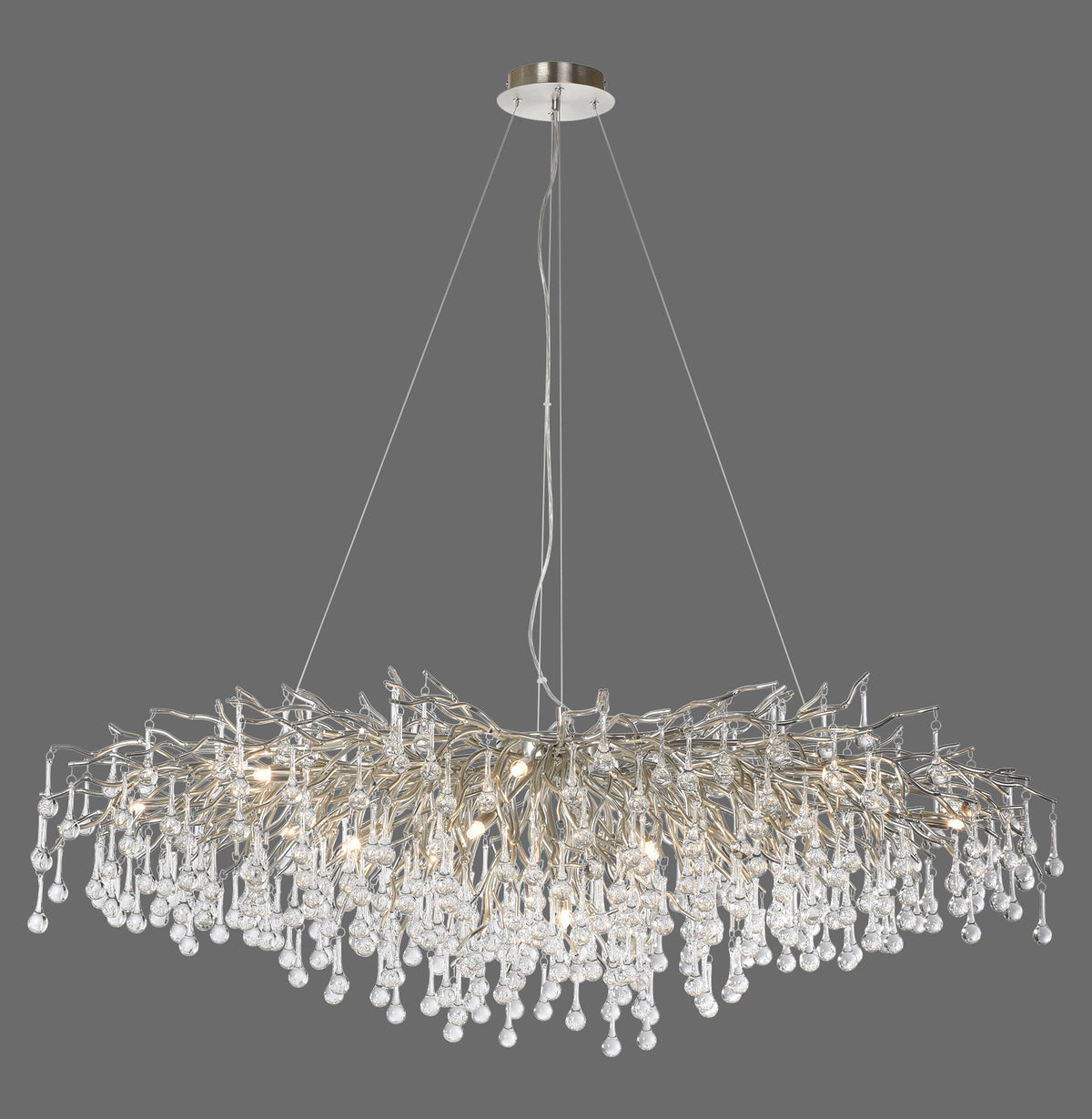 Suspension Icicle 15 lumières acier, verre