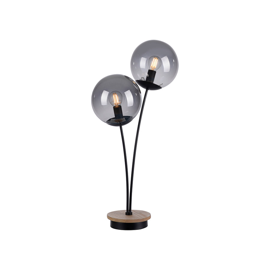 Lampe à poser Green Widow 2 lumières noire et bois