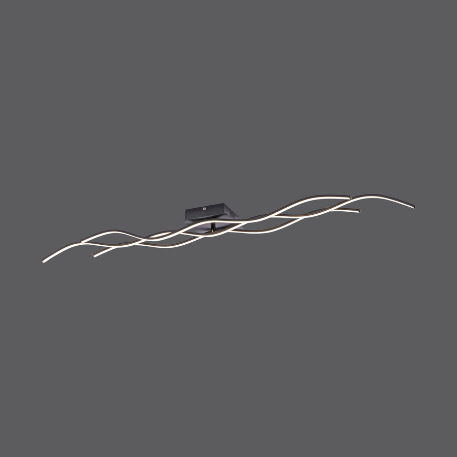Plafonnier Wave noir, L 139,5 cm