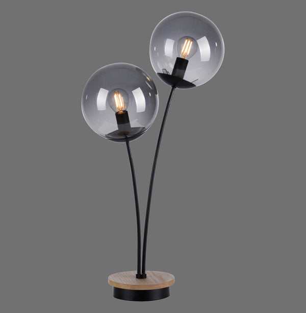 Lampe à poser Green Widow 2 lumières noire et bois