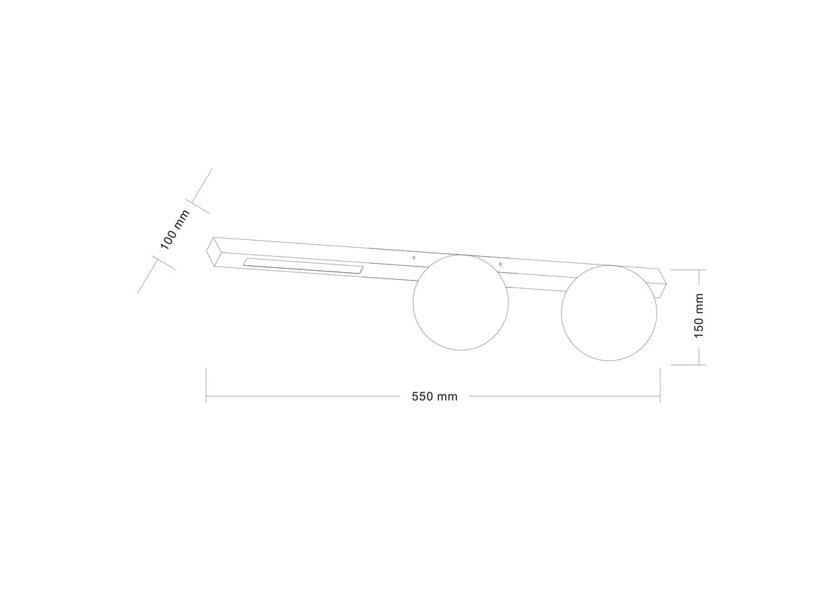 Schéma de dimensions du plafonnier avec cotes 550 mm, 150 mm et 100 mm