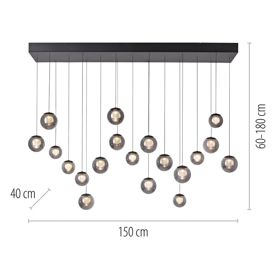 Suspension Pure Popup grise, P 150 cm
