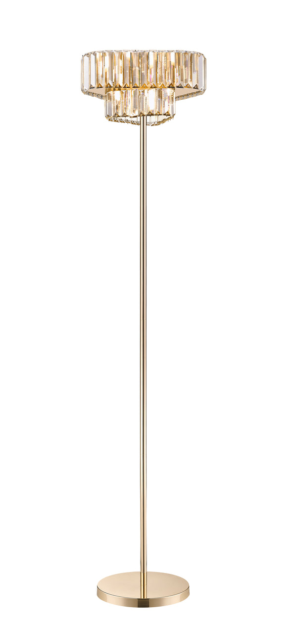 Lampadaire Helios 3 lumières doré, cristal