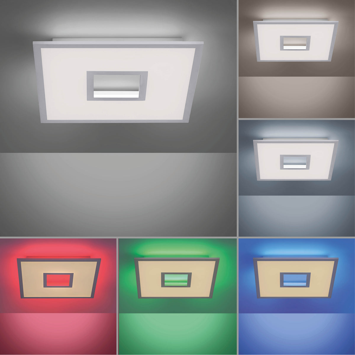 Déclinaisons des éclairages LED rouge, vert et bleu du plafonnier