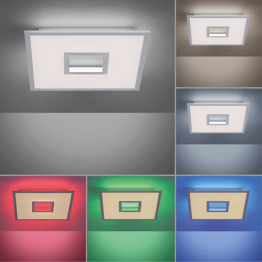 Déclinaisons des éclairages LED rouge, vert et bleu du plafonnier