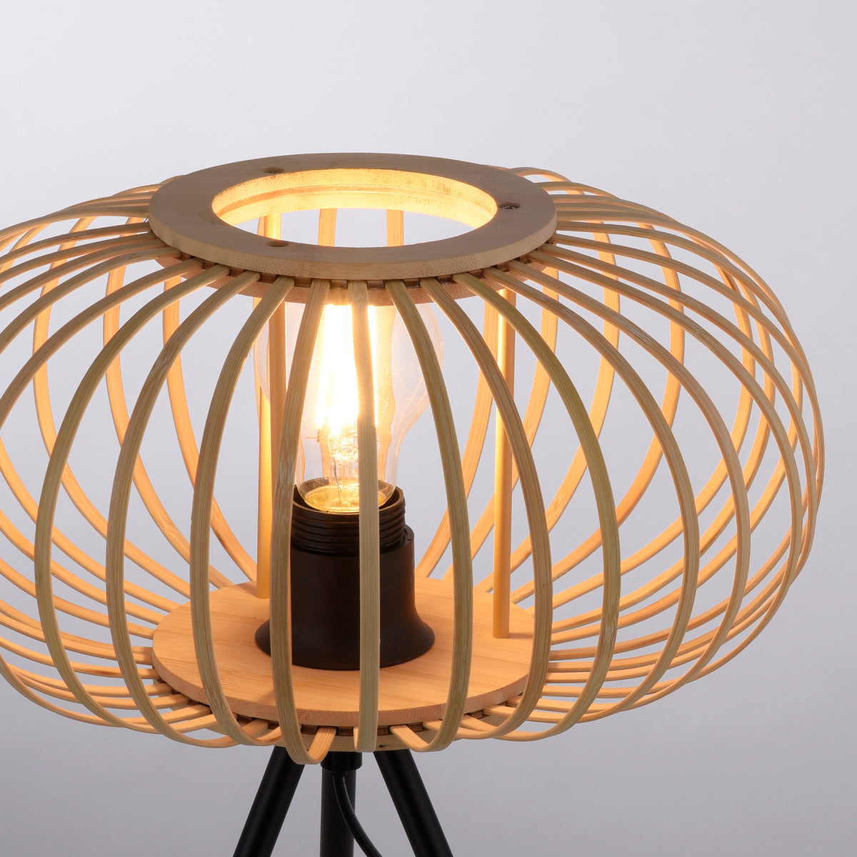 Lampe à poser Racoon noire et bois