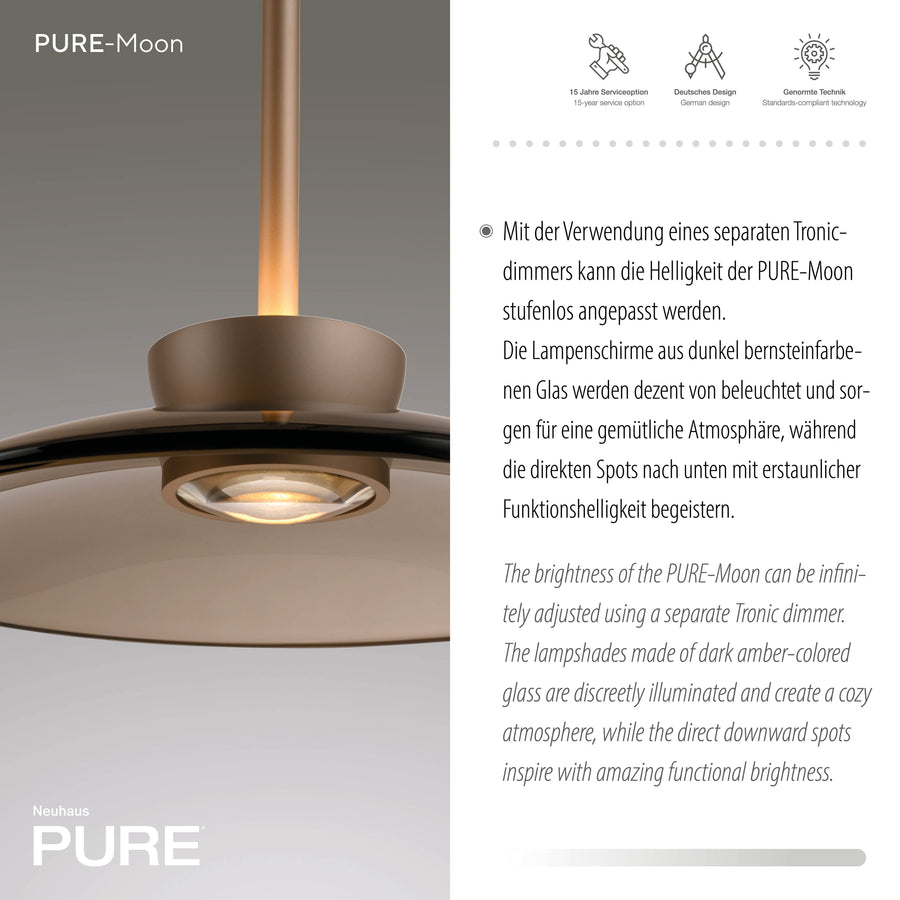 Détail rapproché du diffuseur et de la tige lumineuse au-dessus du verre ambré