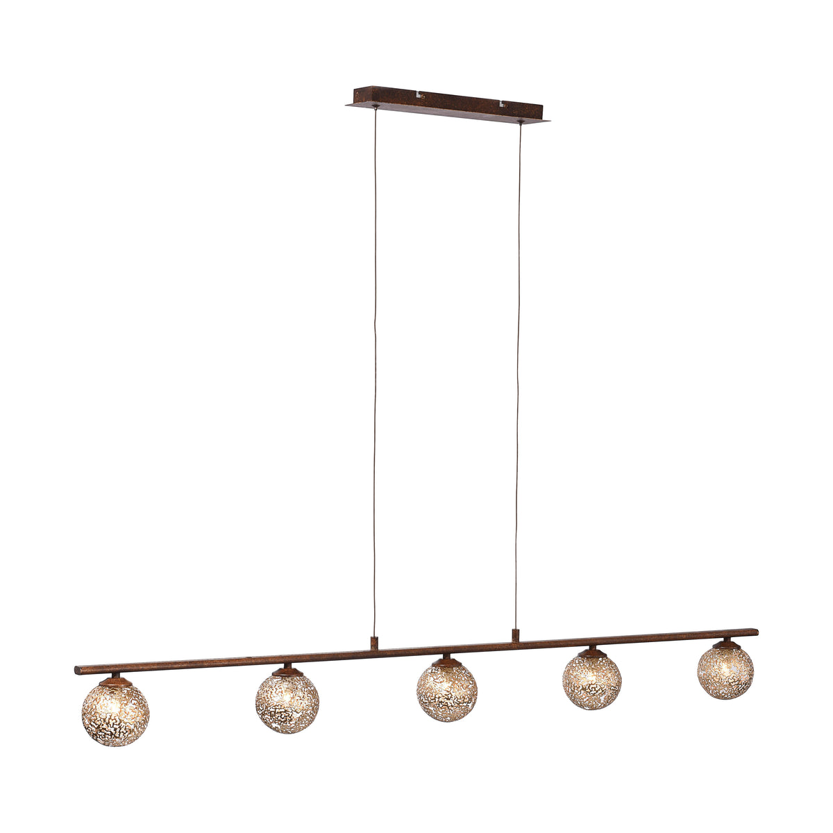 Suspension Greta 5 lumières marron et dorée