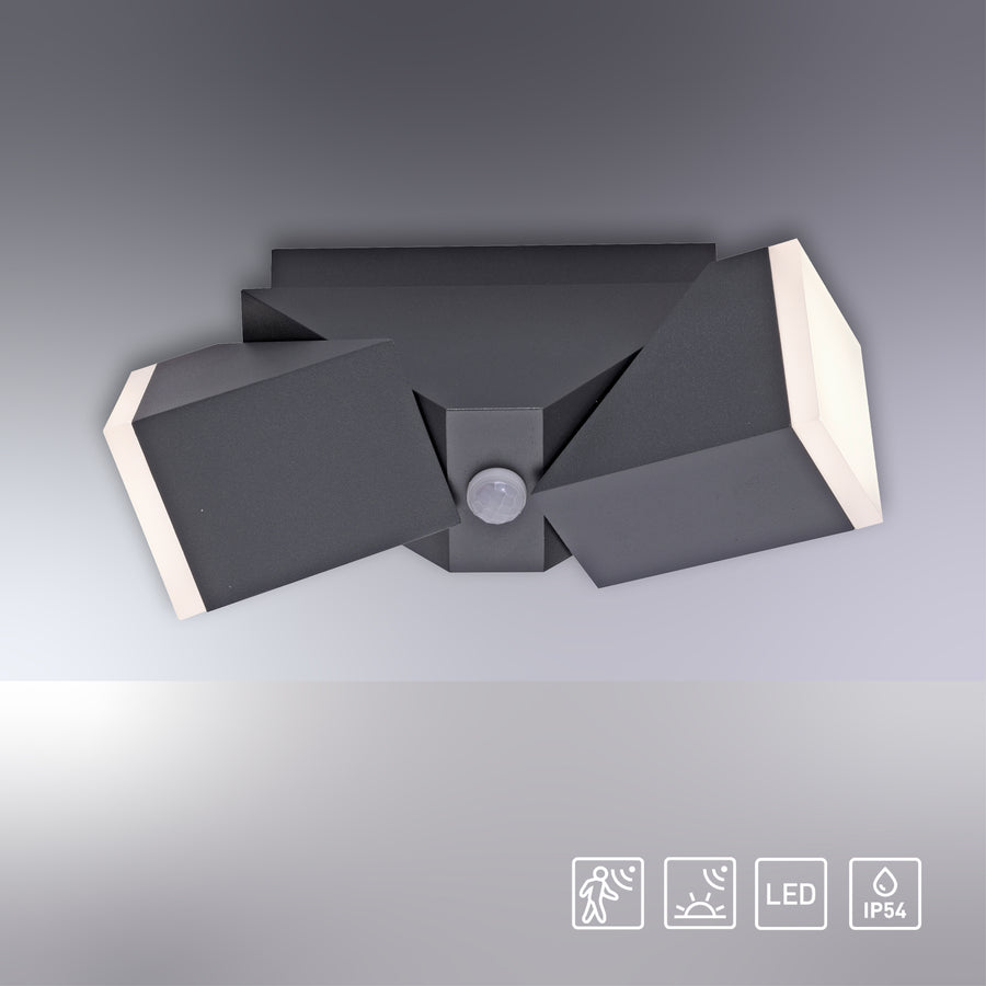 Applique murale Ryan anthracite, L 12,3 cm