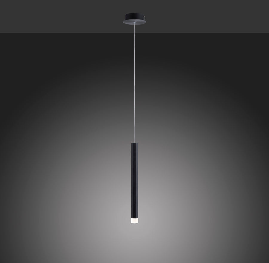 Rendu du luminaire dans l'obscurité, halo de lumière chaude diffusé vers le bas